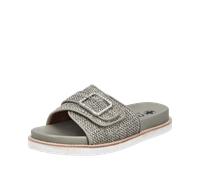 Pantolette RIEKER, Damen, Gr. 39, grün (schilfgrün), Lederimitat, Flechtoptik, casual, Schuhe, Sommerschuh, Strandschuh mit praktischem Klettverschluss (66257615-39) schilfgrün