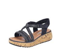 Sandale RIEKER, Damen, Gr. 39, schwarz, Lederimitat, Textil, Schuhe Sandale, Keilsandale, Plateausandalette, Sommerschuh mit Glitzersteine (60184451-39) schwarz
