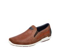 Slipper RIEKER, Herren, Gr. 41, braun (cognac), Leder, Synthetik, Schuhe Slipper, Freizeitschuh, Schlupfschuh, Mokassin mit Stretcheinsätze (67066700-41)