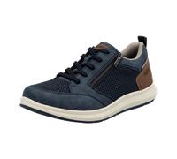 Sneaker RIEKER, Damen, Gr. 46, blau (jeansblau, braun), Lederimitat, Textil, Schuhe Sneaker, Halbschuh, Freizeitschuh, Schnürschuh mit seitlichem Reißverschluss (22277632-46) jeansblau, braun