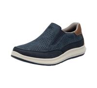 Slip-On Sneaker RIEKER, Herren, Gr. 47, blau (jeansblau, braun), Lederimitat, Schuhe, Slipper, Schlupfschuh, Halbschuh mit seitlichen Stretcheinsätzen (38438036-47) jeansblau, braun