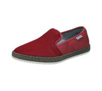 Espadrille RIEKER, Damen, Gr. 46, dunkelrot, grau, Nubuklederimitat, Textil, unifarben mit Farbeinsatz, Schuhe Slipper, Sommerschuh, Slipper, Freizeitschuh im Materialmix (36611744-46) dunkelrot, grau