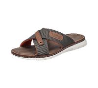 Pantolette RIEKER, Herren, Gr. 46, grün (oliv, braun), Textil, Lederimitat, kontrastfarbene Details, casual, Schuhe, Sommerschuh, Hausschuh, Strandschuh zum Schlupfen (84386242-46) oliv, braun