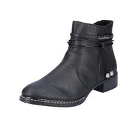 Stiefelette RIEKER Gr. 40, schwarz Damen Schuhe Reißverschlussstiefeletten mit Zierbänder, schmale Form Bestseller (64897618-40)