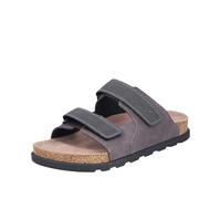 Pantolette RIEKER, Herren, Gr. 47, grau (grau, schwarz), Veloursleder, Glattleder, casual, Schuhe, Sommerschuh, Strandschuh, Hausschuh mit vorgeformtem Fußbett (71027629-47) grau, schwarz