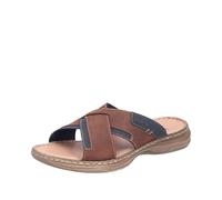 Rieker Pantolette Herren 19126056-42 Gr. 42 Leder/Lederimitat braun/blau mit Kreuzbandage