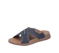 Pantolette RIEKER, Herren, Gr. 40, blau (nachtblau), Nubuklederimitat, unifarben mit Farbeinsatz, Basic, Schuhe Pantolette, Sommerschuh, Hausschuh, Urlaubsschuh in bequemer Form (19135820-40) nachtbla