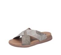 Pantolette RIEKER, Herren, Gr. 44, dunkelbraun, taupe, Nubuklederimitat, Basic, Schuhe Pantolette, Sommerschuh, Hausschuh, Urlaubsschuh in bequemer Form (24243234-44) dunkelbraun, taupe