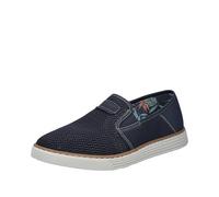 Slipper RIEKER, Herren, Gr. 46, blau (dunkelblau), Textil, Lederimitat, sportlich, Schuhe, Espadrilles, Sommerschuh mit kontrastfarbenen Ziernähten (43315838-46) dunkelblau
