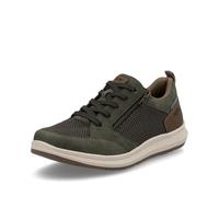 Sneaker RIEKER, Herren, Gr. 43, grün (oliv, braun), Lederimitat, Textil, sportlich, Schuhe, Halbschuh, Freizeitschuh, Schnürschuh mit seitlichem Reißverschluss (56339206-43) oliv, braun