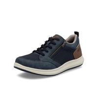 Sneaker RIEKER, Herren, Gr. 43, blau (jeansblau, braun), Lederimitat, Textil, sportlich, Schuhe, Halbschuh, Freizeitschuh, Schnürschuh mit seitlichem Reißverschluss (22277632-43) jeansblau, braun