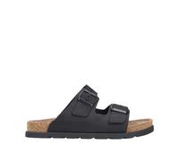 Rieker Herren Pantoletten Schwarz, Herren, Größe: 42, Material: Leder/Synthetik