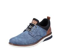 Slip-On Sneaker RIEKER, Herren, Gr. 41, blau (blau, braun), Lederimitat, Textil, kontrastfarbene Details, Schuhe, Schlupfschuh, Halbschuh, Freizeitschuh mit Prägung (92558700-41) blau, braun