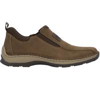Slip-On Sneaker RIEKER, Herren, Gr. 45, braun (braun, dunkelbraun), Nubukleder, Textil, Schuhe, Slipper, Schlupfschuh, Halbschuh, Freizeitschuh mit Stretcheinsätze (89708505-45) braun, dunkelbraun