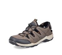 Slipper RIEKER Gr. 42, braun (braun, kombiniert) Herren Schuhe Stoffschuhe mit Gummizug und Schnellverschluss (58268444-42)