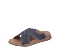 Pantolette RIEKER, Herren, Gr. 45, nachtblau, Nubuklederimitat, unifarben mit Farbeinsatz, Basic, Schuhe Pantolette, Sommerschuh, Hausschuh, Urlaubsschuh in bequemer Form (19135820-45) nachtblau