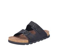 Pantolette RIEKER, Herren, Gr. 42, schwarz, Nubukleder, unifarben, Schuhe Pantolette, Sommerschuh, Strandschuh, Hausschuh mit bequemem Fußbett (19960840-42) schwarz