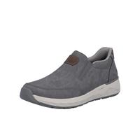 Slip-On Sneaker RIEKER, Herren, Gr. 47, grau, braun, Lederimitat, unifarben mit Farbeinsatz, Schuhe, Slipper, Schlupfschuh, Freizeitsneaker, Halbschuh mit Stretcheinsätze (72165031-47) grau, braun