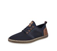 Slip-On Sneaker RIEKER, Herren, Gr. 41, nachtblau, braun, Lederimitat, Textil, Schuhe, Schlupfschuh, Slipper, Freizeitschuh, elastischer Einstieg, Gummizug (22553700-41) nachtblau, braun