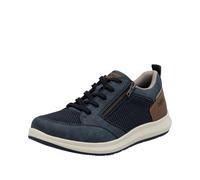 Sneaker RIEKER, Herren, Gr. 43, blau (jeansblau, braun), Lederimitat, Textil, sportlich, Schuhe, Halbschuh, Freizeitschuh, Schnürschuh mit seitlichem Reißverschluss (22277632-43) jeansblau, braun