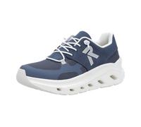 Plateausneaker RIEKER SPORT, Damen, Gr. 36, blau (jeansblau), Textil, Nubuklederimitat, kontrastfarbene Details, sportlich, Schuhe, Slip-on Sneaker, Halbschuh, Freizeitsneaker mit MemoSoft-Innensohle