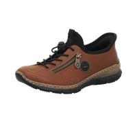 Slip-On Sneaker RIEKER "Ready2GO", Damen, Gr. 40, braun (braun, schwarz), Lederimitat, Textil, sportlich, Schuhe, Schlupfschuh, Freizeitschuh, Halbschuh mit MemoSoft-Ausstattung (23703531-40) braun, s