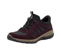 Rieker Halbschuh Ready2GO Slip-On Sneaker Damen Nubuklederimitat/Textil Brombeere/Schwarz Gr. 42