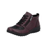 Sneakerboots RIEKER, Damen, Gr. 38, brombeere, schwarz, Lederimitat, sportlich, Schuhe, High Top Sneaker, Schnürboots, Stiefelette mit weichem Schaftrand (74403328-38) brombeere, schwarz