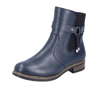 Winterstiefelette RIEKER, Damen, Gr. 39, schwarz (dunkelblau, schwarz), Elastischer Einsatz, Lederimitat, Schuhe, Chelseaboots, Winterboots, Blockabsatz, mit Innenreißverschluss (25837214-39) dunkelbl