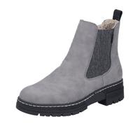 Chelseaboots RIEKER, Damen, Gr. 41, grau, Lederimitat, Elastischer Einsatz, Basic, Schuhe, Winterstiefelette, Winterboots, Blockabsatz, mit Stretcheinsatz (11846626-41) grau