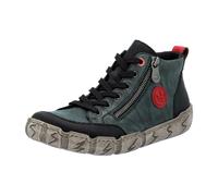 Schnürboots RIEKER, Damen, Gr. 38, grün (oliv, schwarz), Glattleder, Nubukleder, sportlich, Schuhe, Sneakerboots, Schnürboots, Stiefelette mit weicher Innensohle (53457305-38) oliv, schwarz