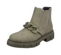 Chelseaboots RIEKER Gr. 39, grün (khaki) Damen Schuhe Reißverschlussstiefeletten mit angesagter Zierkette (58316955-39)