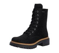 Schnürboots RIEKER, Damen, Gr. 42, schwarz, Textil, Schuhe Schnürboots, Schnürstiefelette, Blockabsatz, mit Glitzersteinchen verziert (35864131-42) schwarz