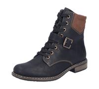 Schnürstiefelette RIEKER, Damen, Gr. 39, schwarz, cognac, Lederimitat, unifarben mit Farbeinsatz, Schuhe Schnürstiefelette, Schnürboots, Stiefelette, Blockabsatz, mit gepolstertem Schaftrand (61499459