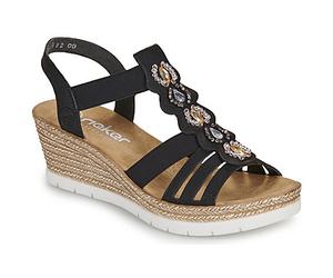 Rieker Keilabsatzsandalen 619B2-00 in Schwarz 36