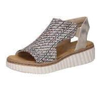 Schaftsandale RIEKER, Damen, Gr. 36, beige multi, Lederimitat, Textil, Flechtoptik, metallic, Schuhe Schaftsandale, Sommerschuh, Urlaubsschuh, Plateausandale mit Reißverschluss (74756141-36) beige mul