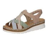 Rieker Sandale V1269-90 Herren Keilsandalette Lederimitat Schlupfschuh Gummizug Gr. 39 beige multi