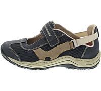 Klettschuh RIEKER, Damen, Gr. 41, blau (dunkelblau, beige), Nubuklederimitat, Textil, sportlich, Schuhe, Schlupfschuh, Slip on Sneaker mit farblich abgesetzten Ziernähten (50994054-41) dunkelblau, bei