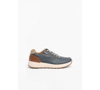 Sneaker RIEKER, Herren, Gr. 45, dunkelblau kombiniert, Lederimitat, kontrastfarbene Details, Schuhe Sneaker, Schnürschuh, Halbschuh, Freizeitschuh mit Reißverschluss seitlich (35810952-45) dunkelblau