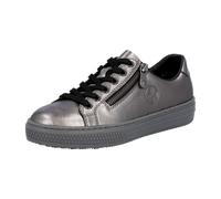 Sneaker RIEKER, Damen, Gr. 39, silber (silberfarben), Leder, metallic, sportlich, Schuhe, mit Memosoft-Innensohle, Freizeitschuh, Halbschuh, Schnürschuh, Topseller (88280239-39) silberfarben
