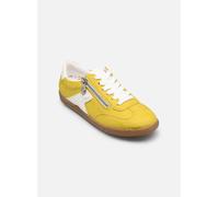 Sneaker RIEKER, Damen, Gr. 38, senf, weiß, Lederimitat, Nubuklederimitat, unifarben mit Farbeinsatz, Schuhe Sneaker, Halbschuh, Freizeitschuh, Schnürschuh mit Reißverschluss (39005959-38) senf, weiß