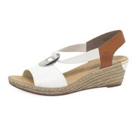 Rieker Ladies Wedge Heeled Sandals 624H6, White Cayenne, 40 EU