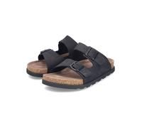 Pantolette RIEKER, Herren, Gr. 42, schwarz, Nubukleder, unifarben, Schuhe Pantolette, Sommerschuh, Strandschuh, Hausschuh mit bequemem Fußbett (19960840-42) schwarz