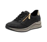 Rieker Keilsneaker 12452065-40 – Lederimitat, schwarz-gold, Soft-Einlage Gr. 40