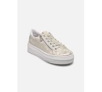 Plateausneaker RIEKER, Damen, Gr. 41, weiß (sanftes weiß metallic), Lederimitat, metallic, used, Schuhe Plateausneaker, Sneaker, Slip-On Sneaker, Slipper mit Schaftrandpolster (82078057-41) sanftes we