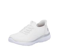 Slip-On Sneaker RIEKER SPORT "Ready2GO", Damen, Gr. 38, weiß, Textil, Lederimitat, sportlich, Schuhe, Halbschuh, Freizeitschuh, Slipper mit MemoSoft-Innensohle, Topseller (90075655-38) weiß
