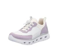 Slip-On Sneaker RIEKER SPORT "vegan", Damen, Gr. 41, weiß (weiß, flieder), Lederimitat, Textil, Schuhe, Slipper, Halbschuh, Freizeitsneaker mit MemoSoft-Ausstattung (23910822-41) weiß, flieder