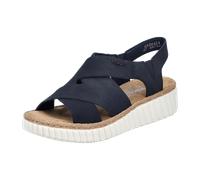 Rieker Plateausandale Damen 48220628 Nubuklederimitat Nachtblau Gr. 40 Schlupfschuh
