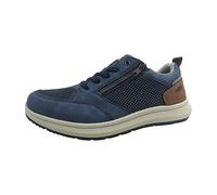 Sneaker RIEKER, Herren, Gr. 43, blau (jeansblau, braun), Lederimitat, Textil, sportlich, Schuhe, Halbschuh, Freizeitschuh, Schnürschuh mit seitlichem Reißverschluss (22277632-43) jeansblau, braun