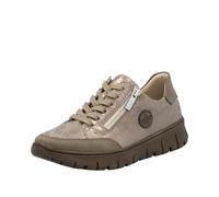 Plateausneaker RIEKER, Damen, Gr. 38, beige, Lederimitat, metallic, sportlich, Schuhe, Schnürschuh, Halbschuh, Freizeitschuh in Bequemweite G (= weit) (85968820-38) beige